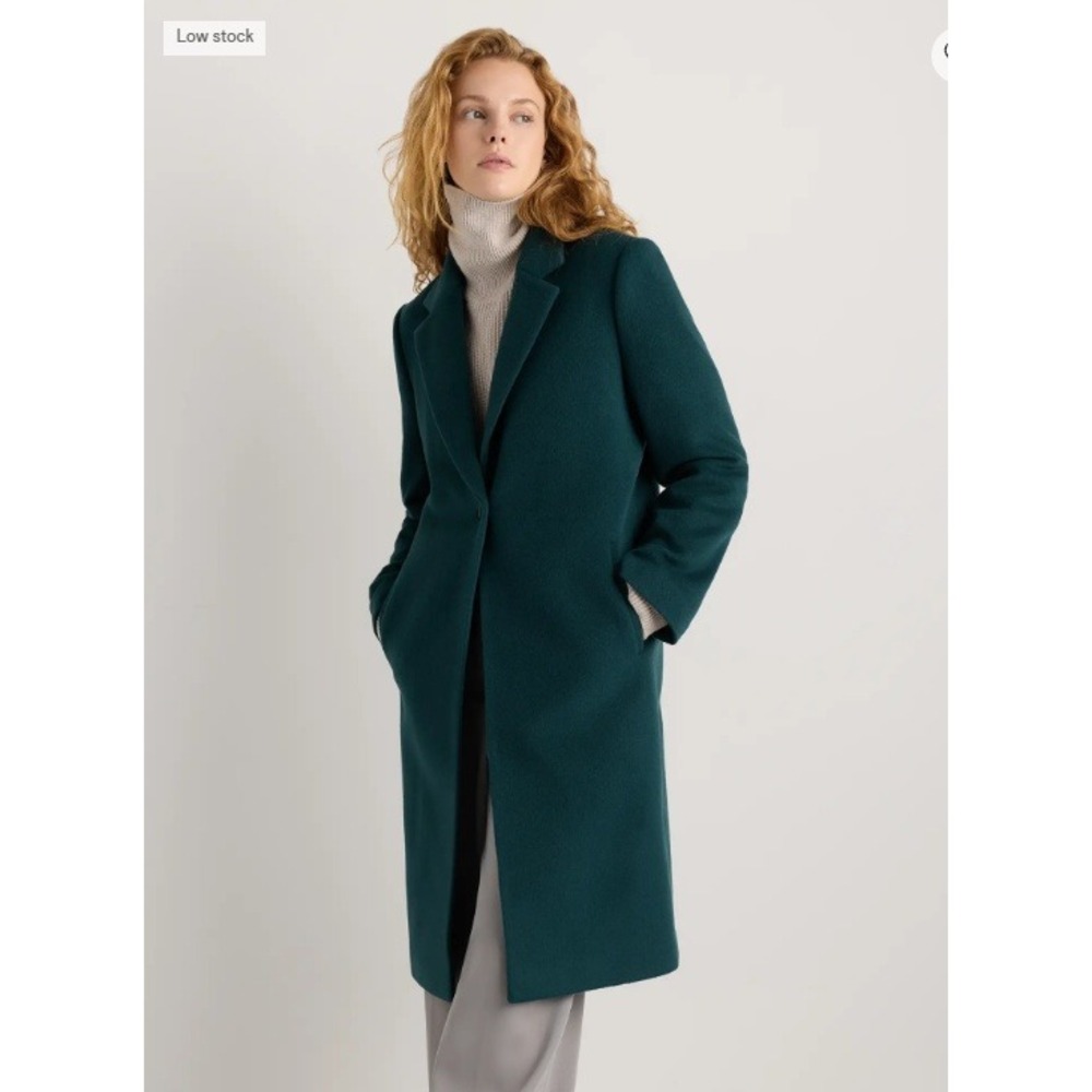 Quince Wool Cashmere Classic Single Breasted Coat Nocturnal Green XL NEW